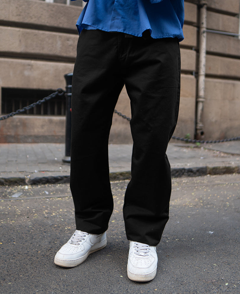 Black Cotton Trousers With Belt