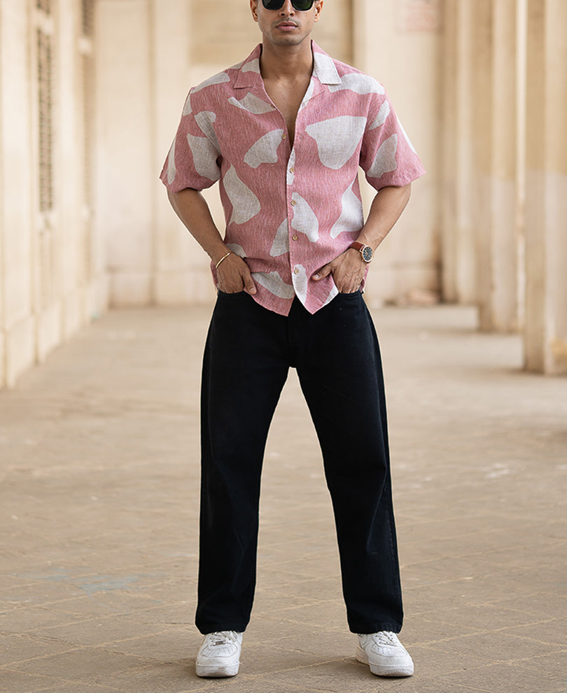 Peach Abstract Printed Shirt