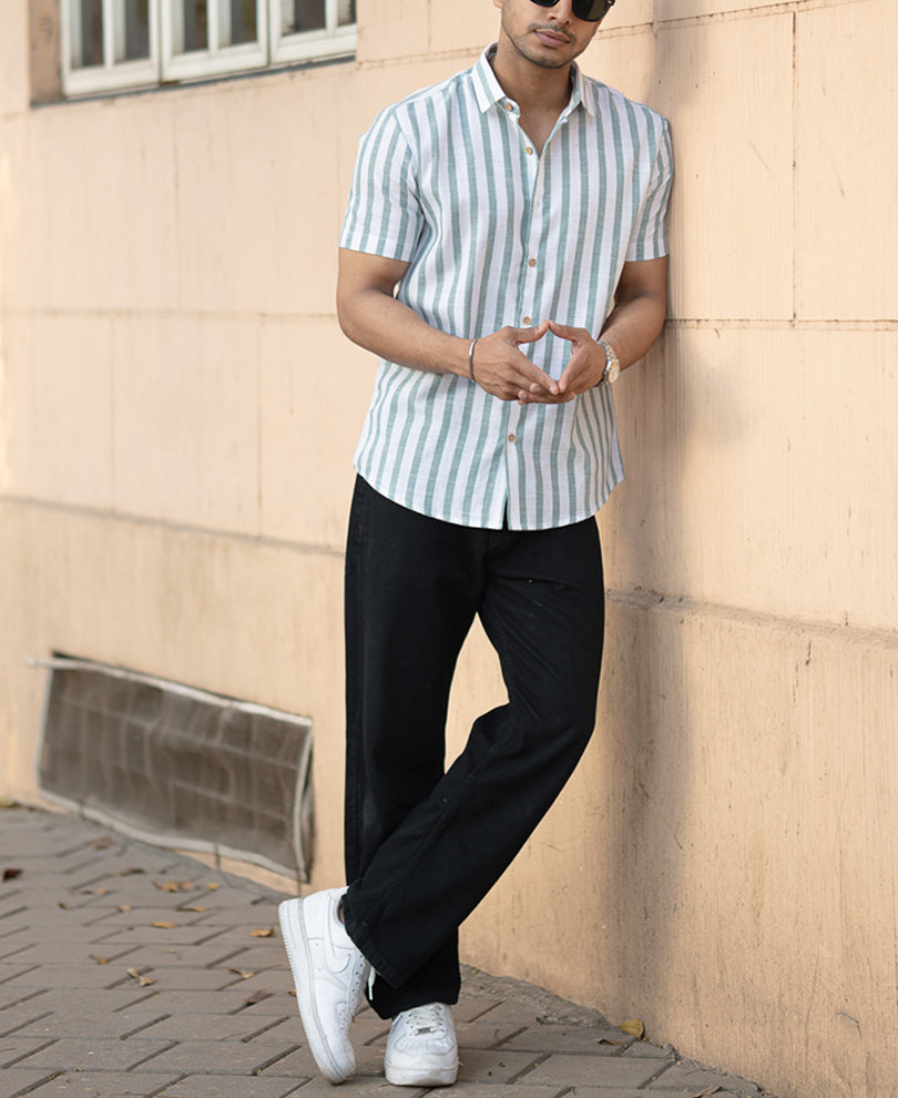 Sage Nautical Stripe Shirt