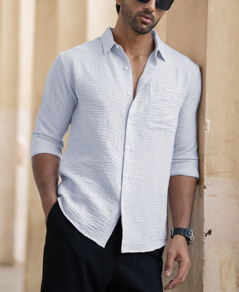 Powder Blue Structured Shirt
