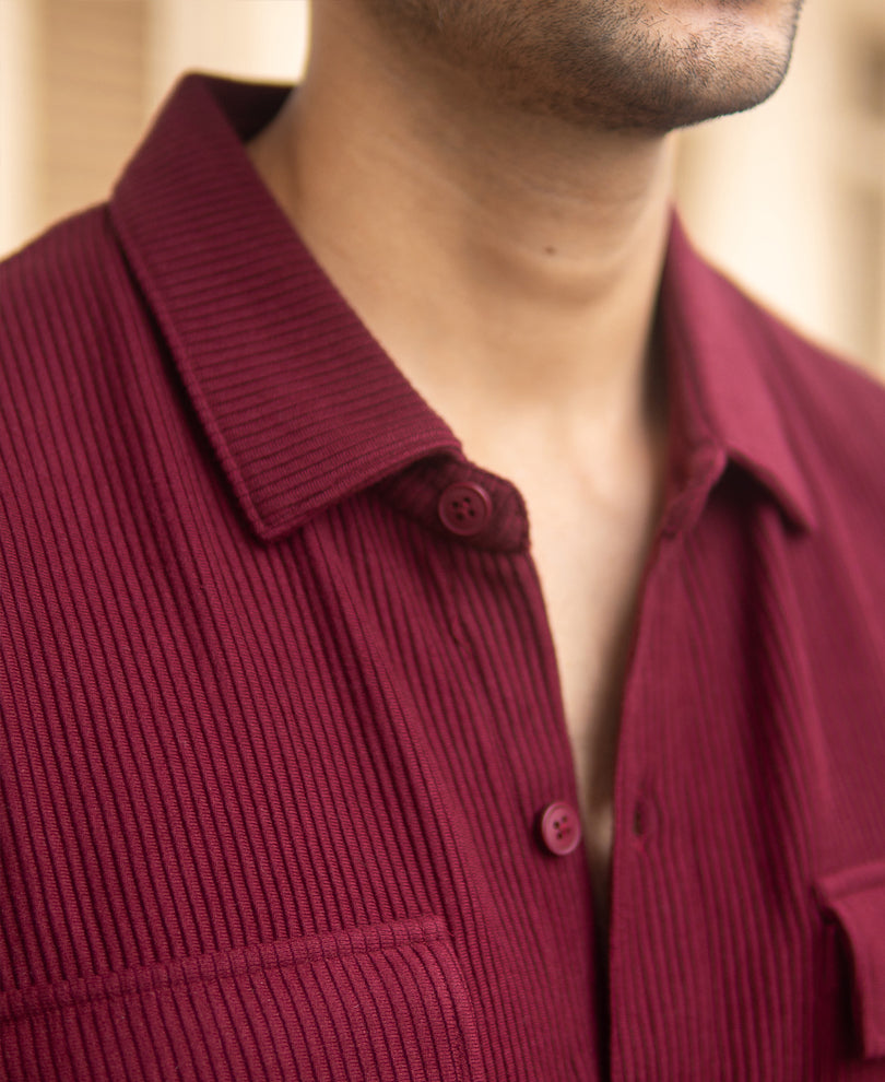 Wine Structured Shirt With Pockets