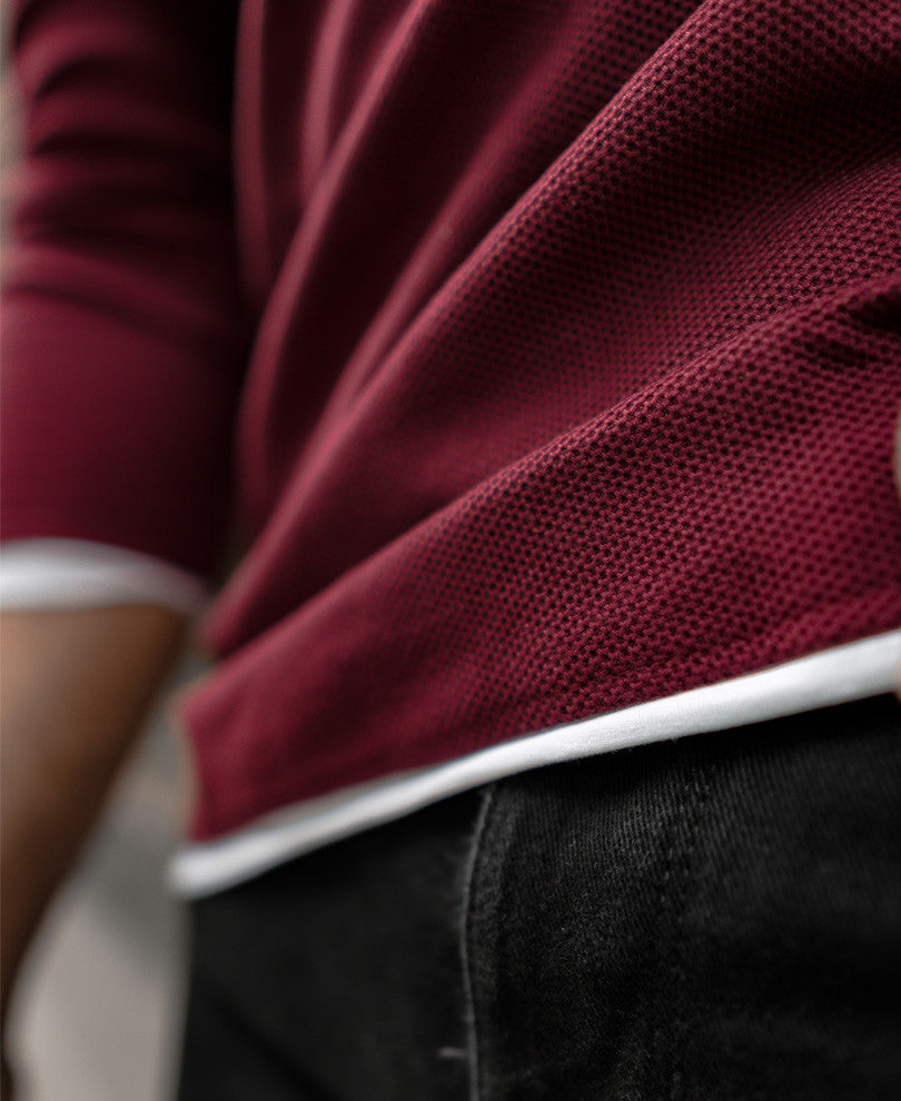 Maroon Basic Henley Full Sleeves T Shirt