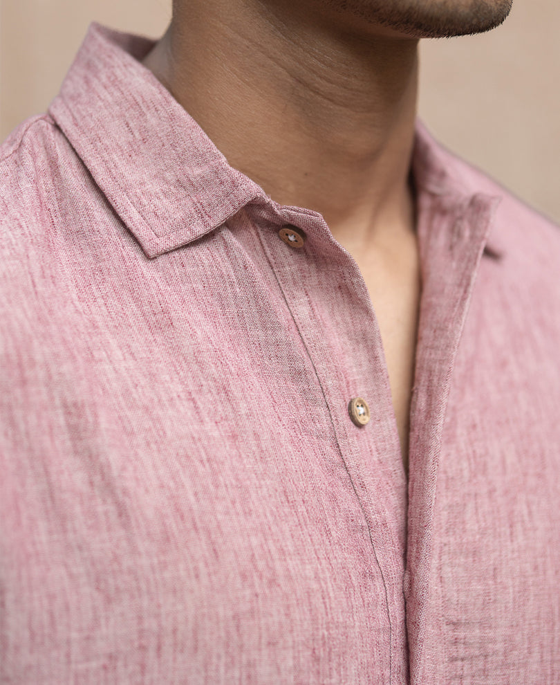 Maroon Slub Kurta Shirt