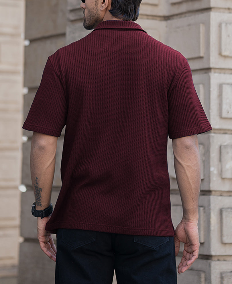 Wine Oversized Half Sleeves T-Shirt