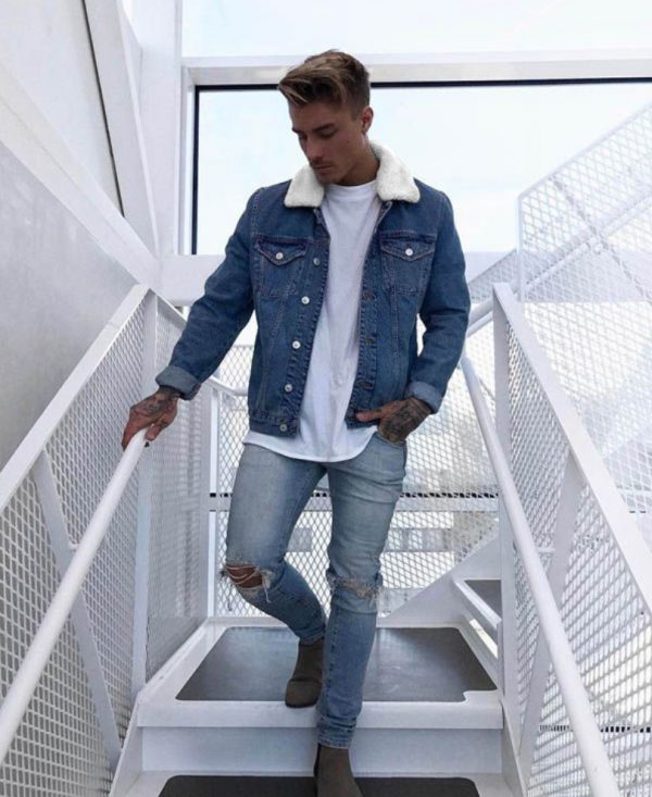Blue Denim Jacket With Fleece