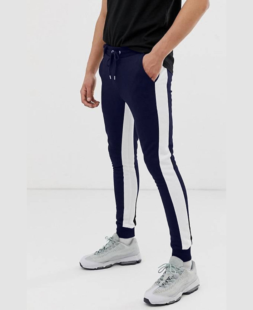 Urban Navy Blue Stripes Ribbed Track Pant