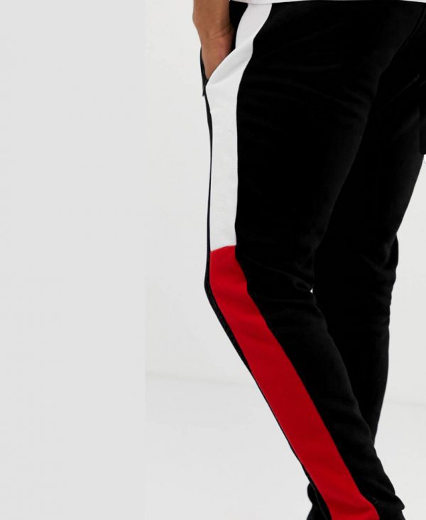 Black Stripes Ribbed Joggers