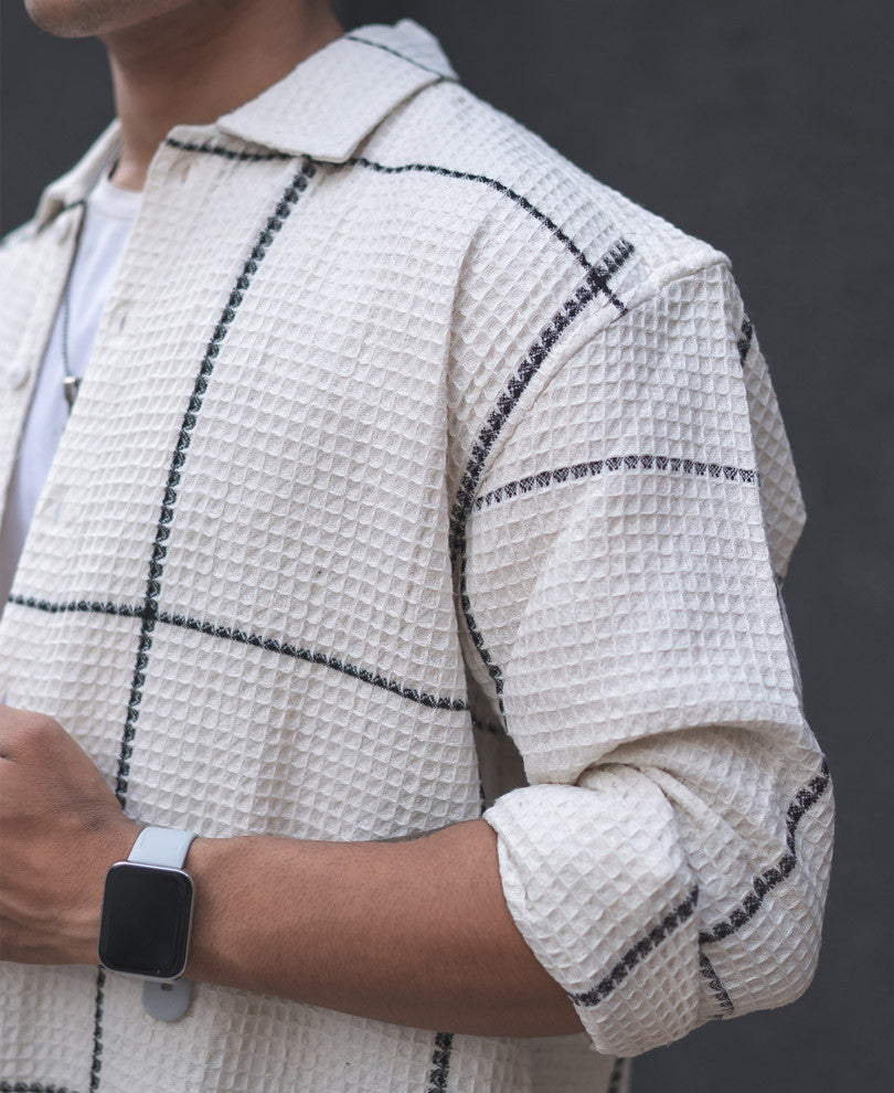 Off White Structured Checked Oversized Shirt