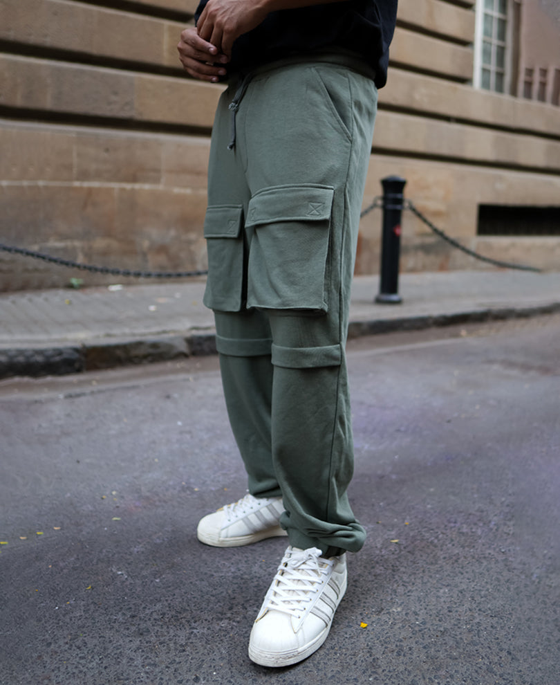 Green Double Pocket Regular Fit Track Pant