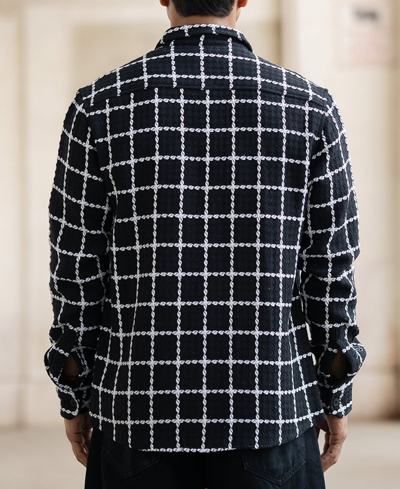 Black Structured Checks Shirt