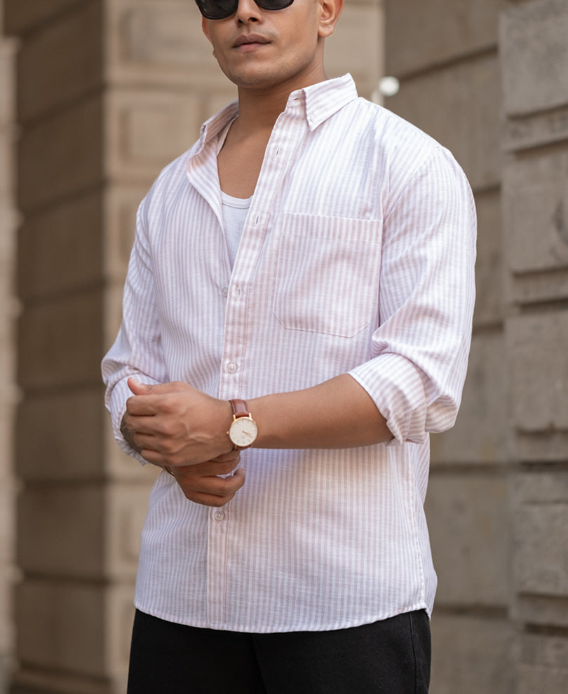 Dusty Pink Striped Shirt.