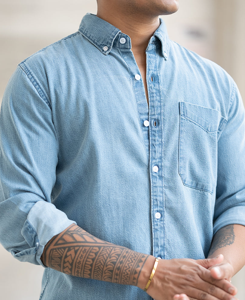 Light Blue Plain Regular Fit Shirt