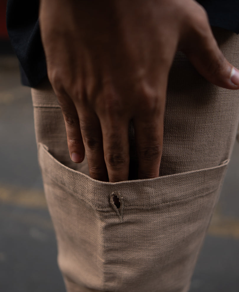 Beige Cotton Cargo Trousers