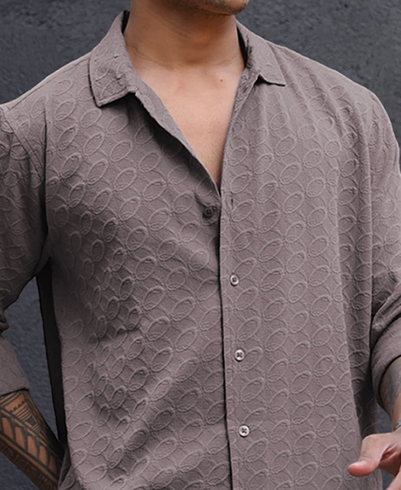 Brown Structured Full Sleeves Shirt
