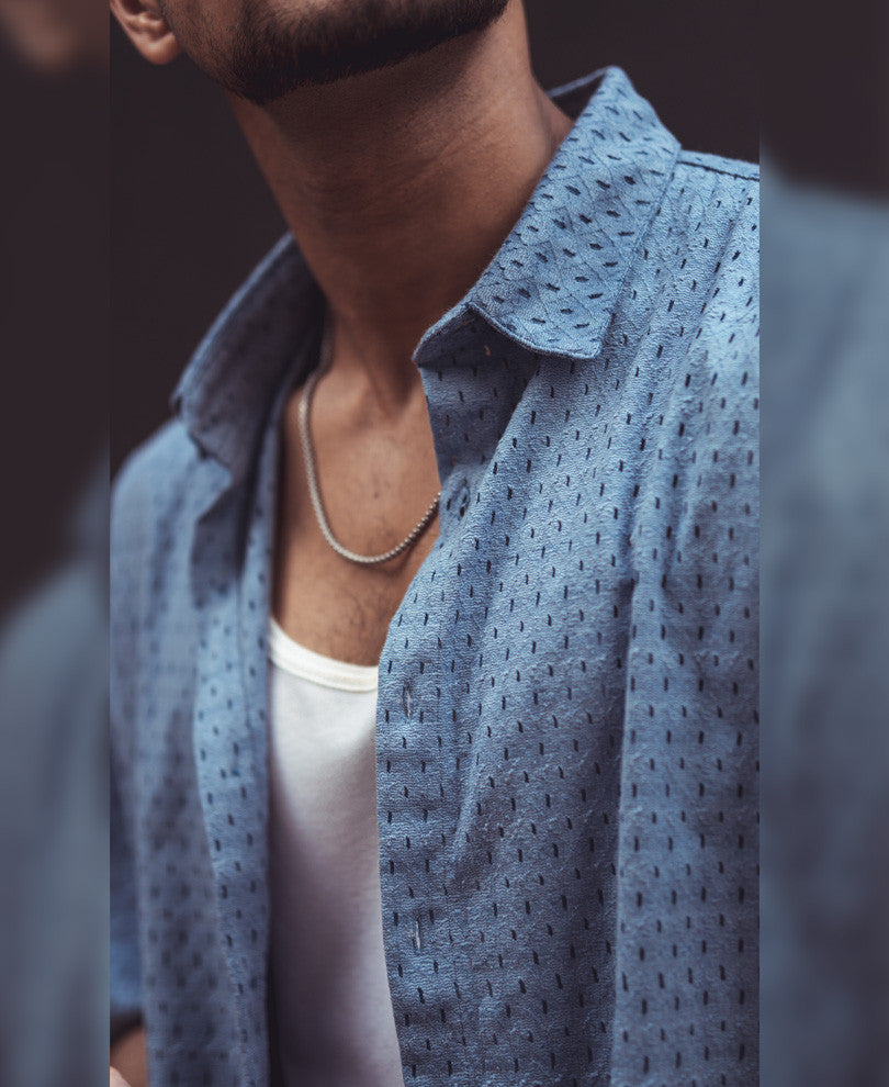 Sky Blue Structured Oversize Drop Shoulder Shirt