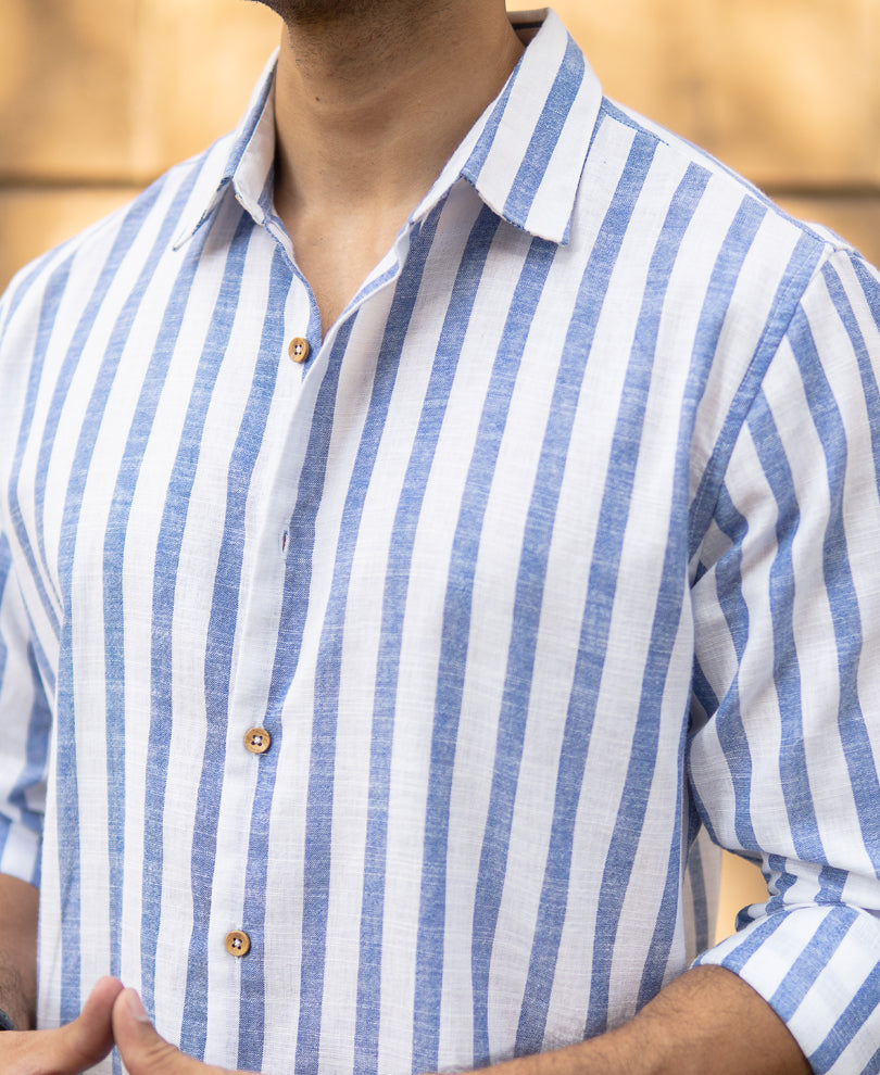 Mid Blue Nautical Stripe Shirt