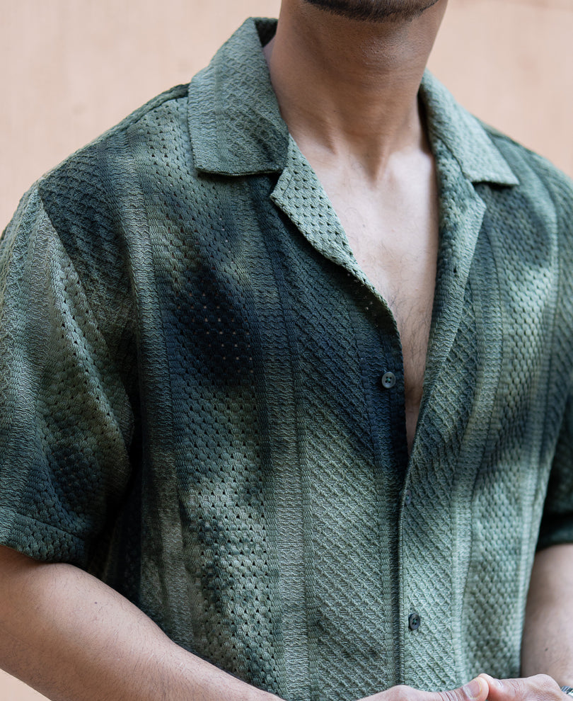 Olive Oversized Half Sleeves Shirt
