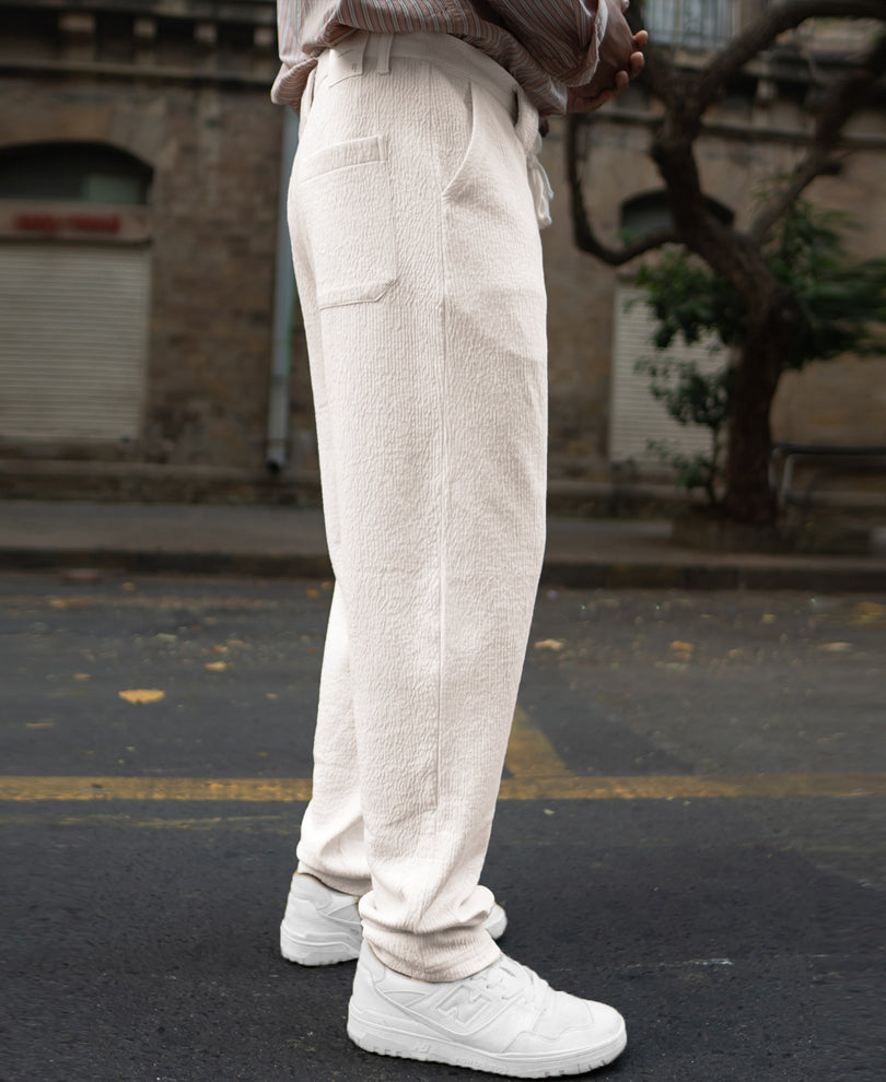 Cream Structured Trackpant
