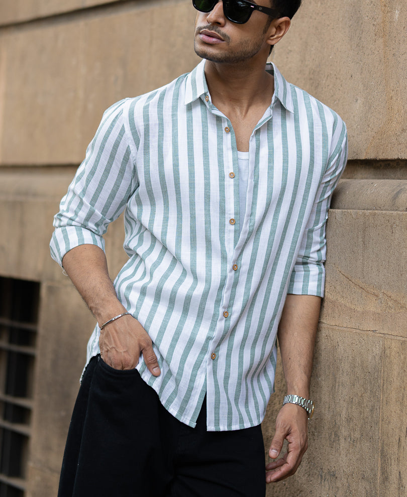 Green Broad Stripe Lightweight Shirt