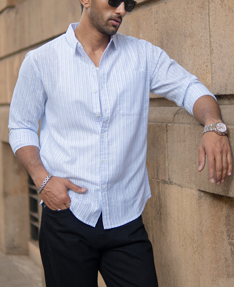 Light Blue Striped Light Weight Shirt