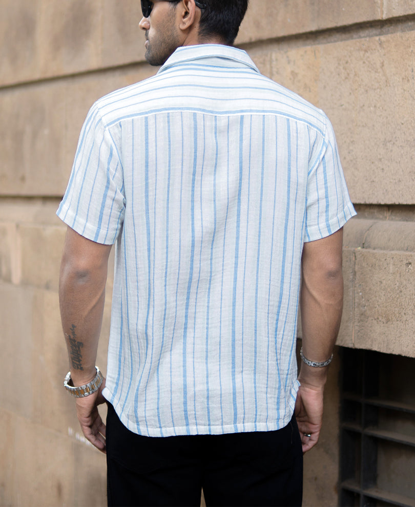 Blue Crinkled Stripe Shirt