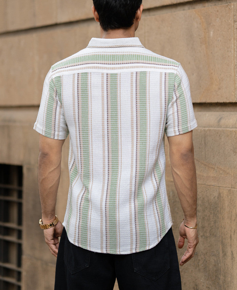 Multi Colour Regular Fit Structured Half Sleeves Shirt