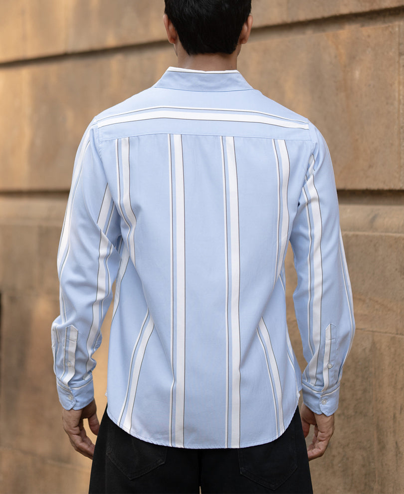 Light Blue Broad Stripe Shirt