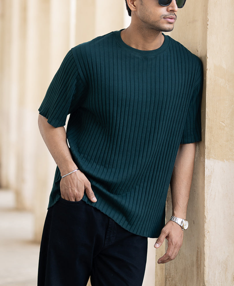 Pine Rib Knit T-Shirt