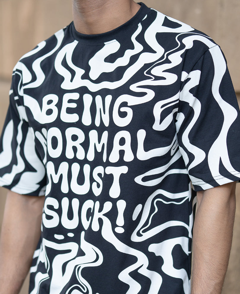 Black Half Sleeves Oversized Printed T-Shirt