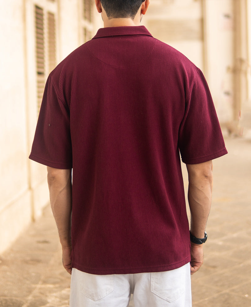 Wine Structured Shirt With Pockets