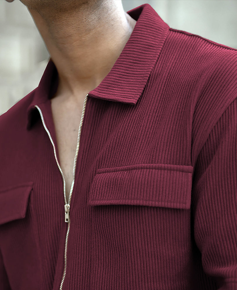 Maroon Oversized Half Sleeves Shirt