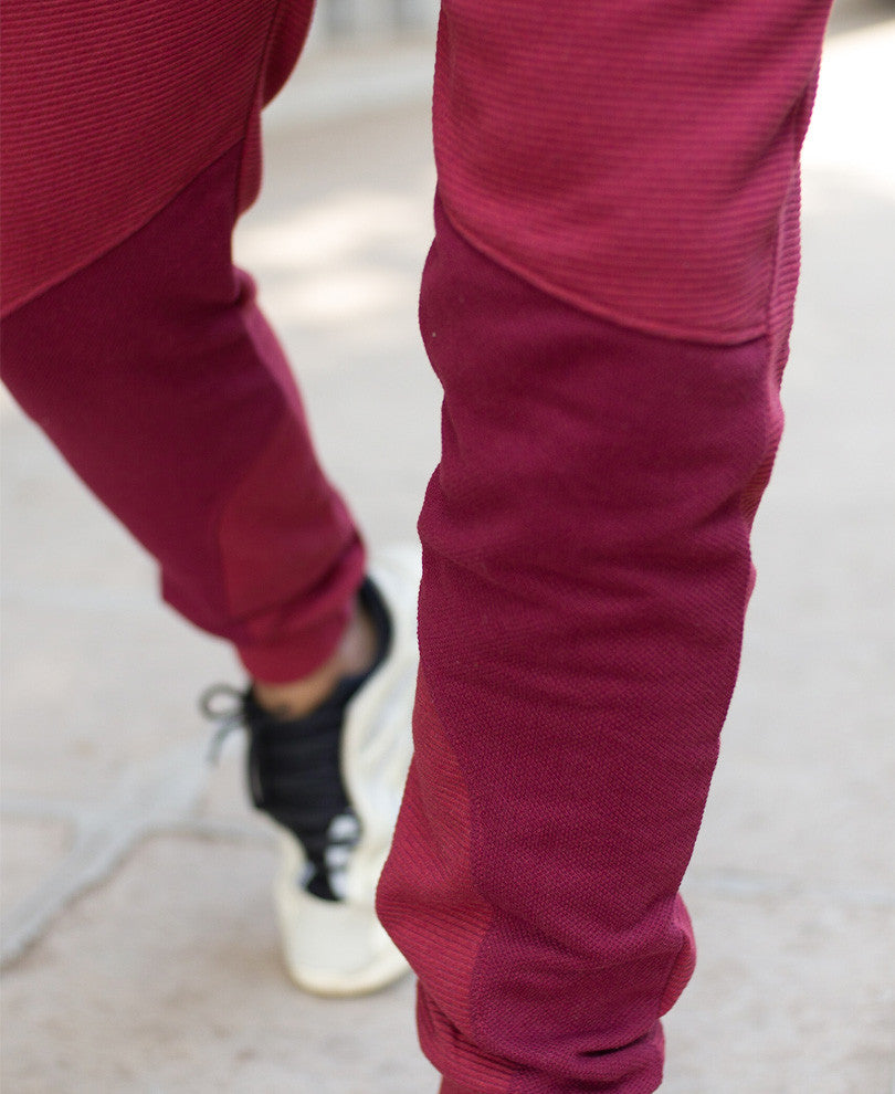 Mens Maroon Biker Joggers