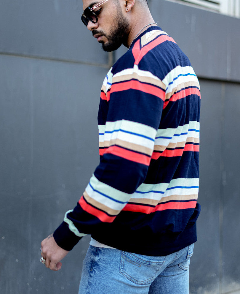Multi Striped Full Sleeves T Shirt