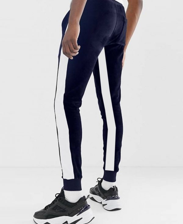 Urban Navy Blue Stripes Ribbed Track Pant