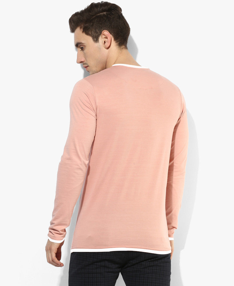 Pink Round Neck Full Sleeves T-Shirt