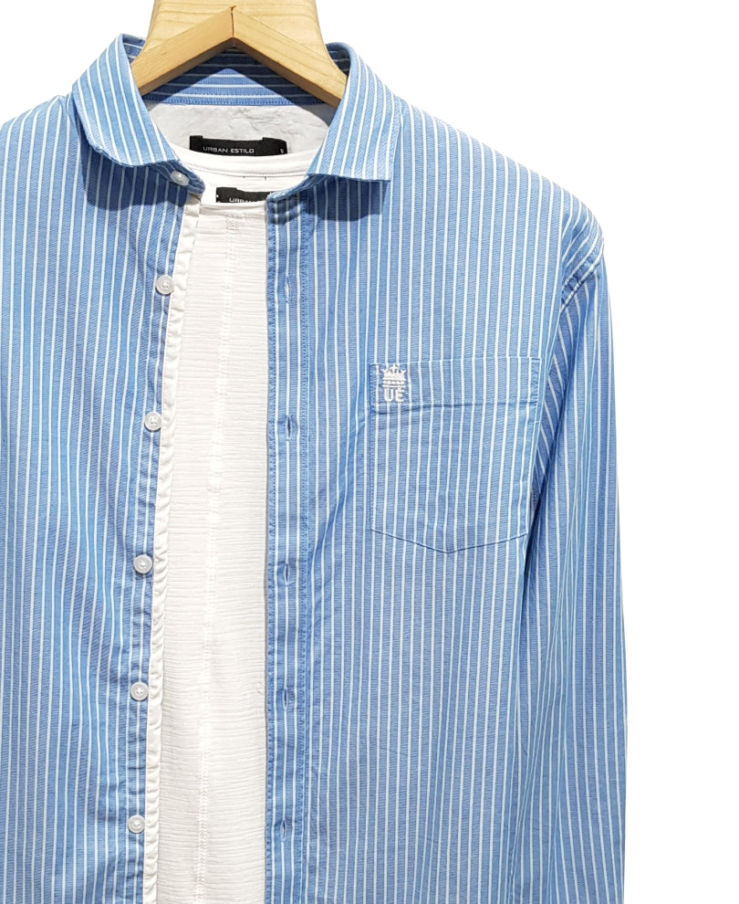 Blue Vertical Stripes Shirt