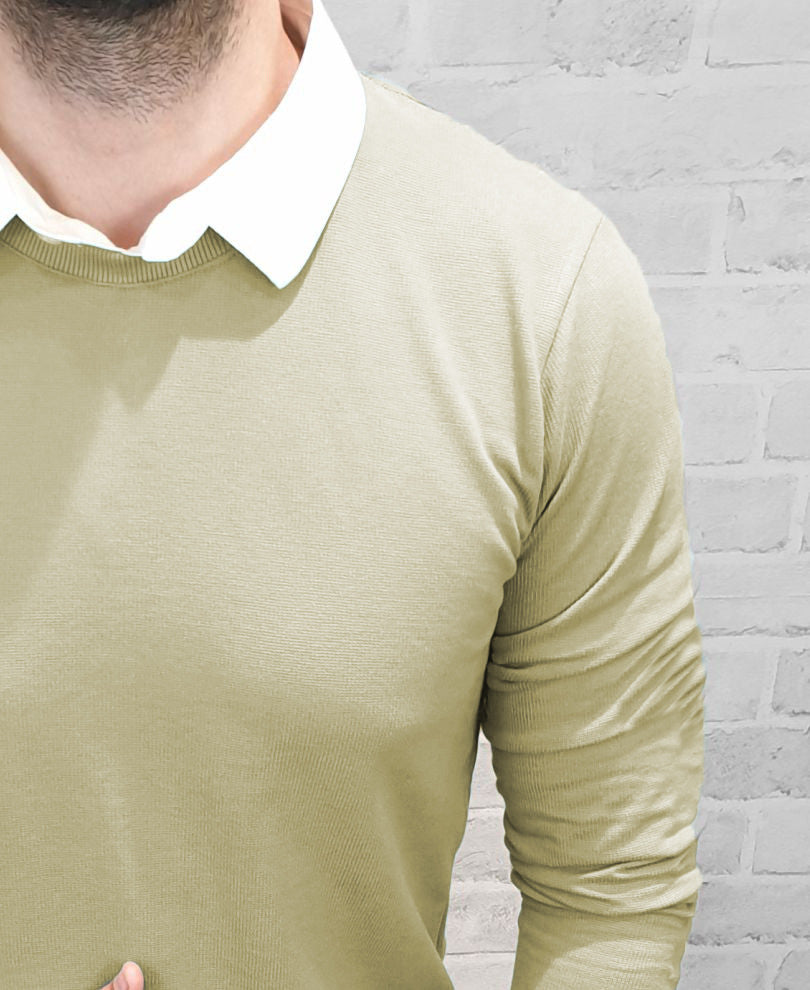 Mint Green White Collar Full Sleeves T-Shirt