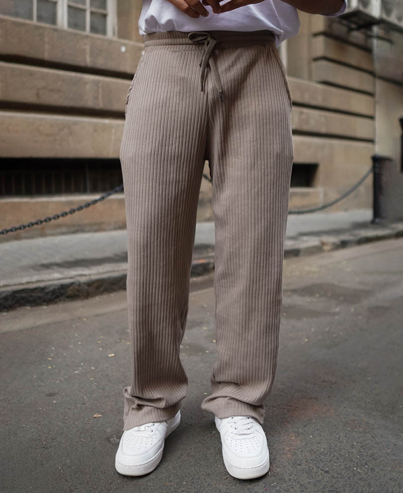 Beige Baggy Fit Track Pant