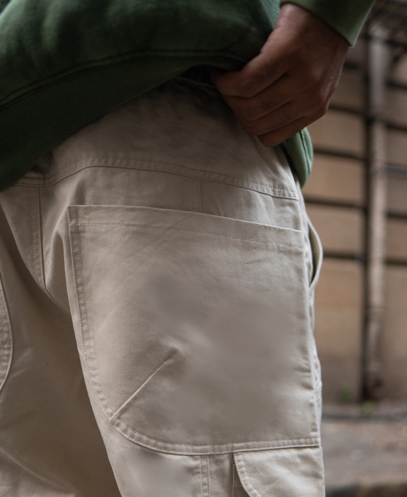 Beige Baggy Cargo Trousers