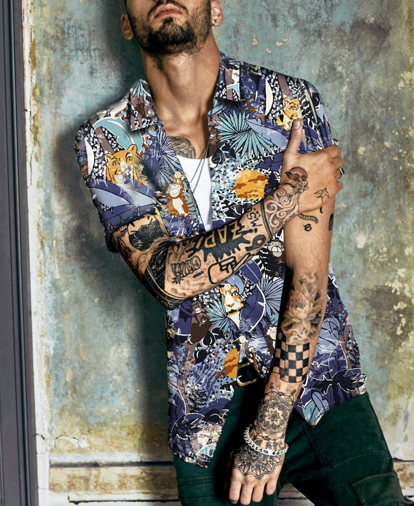 Animal Printed Half Sleeves Shirt