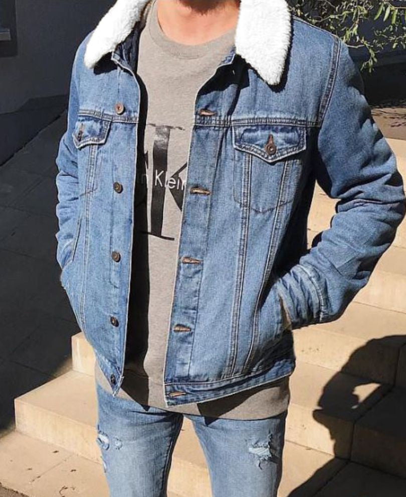 Blue Denim Jacket With Fleece