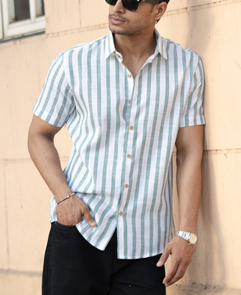 Sage Nautical Stripe Shirt