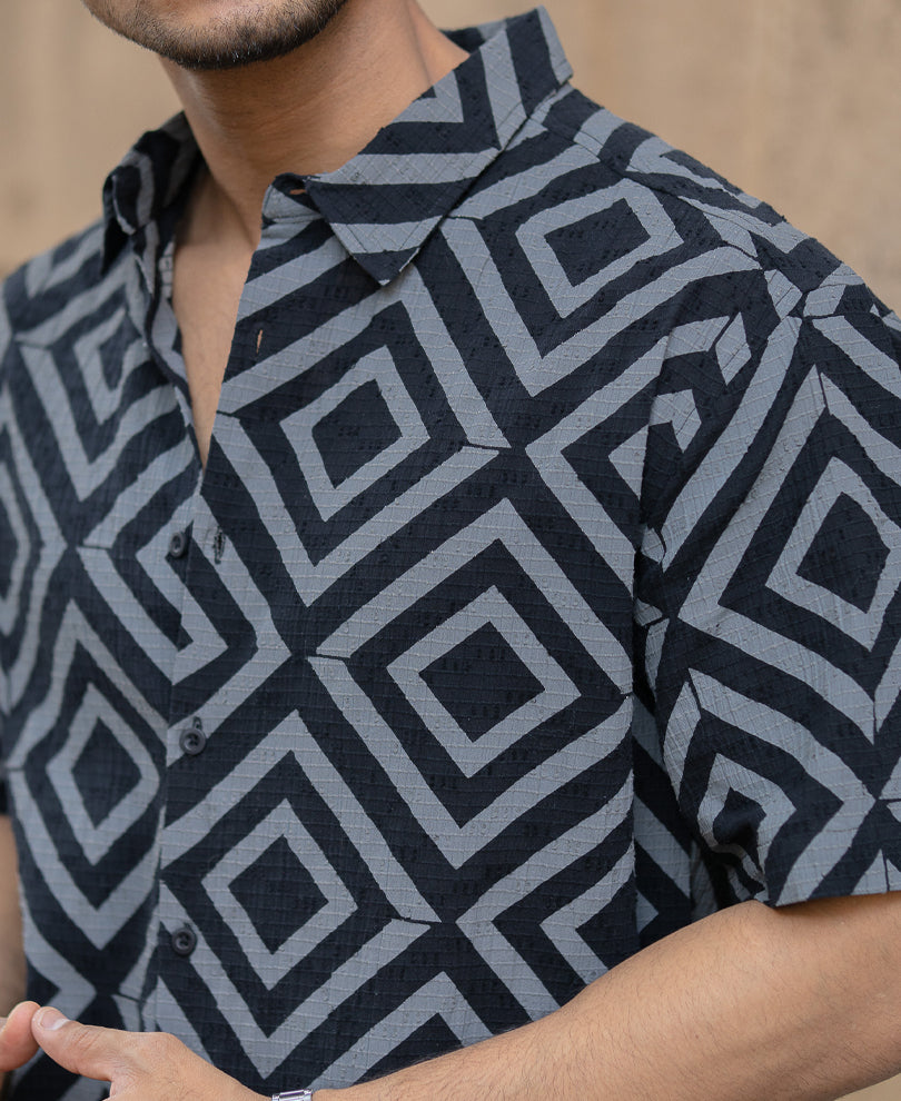 Black Geometric Print Shirt