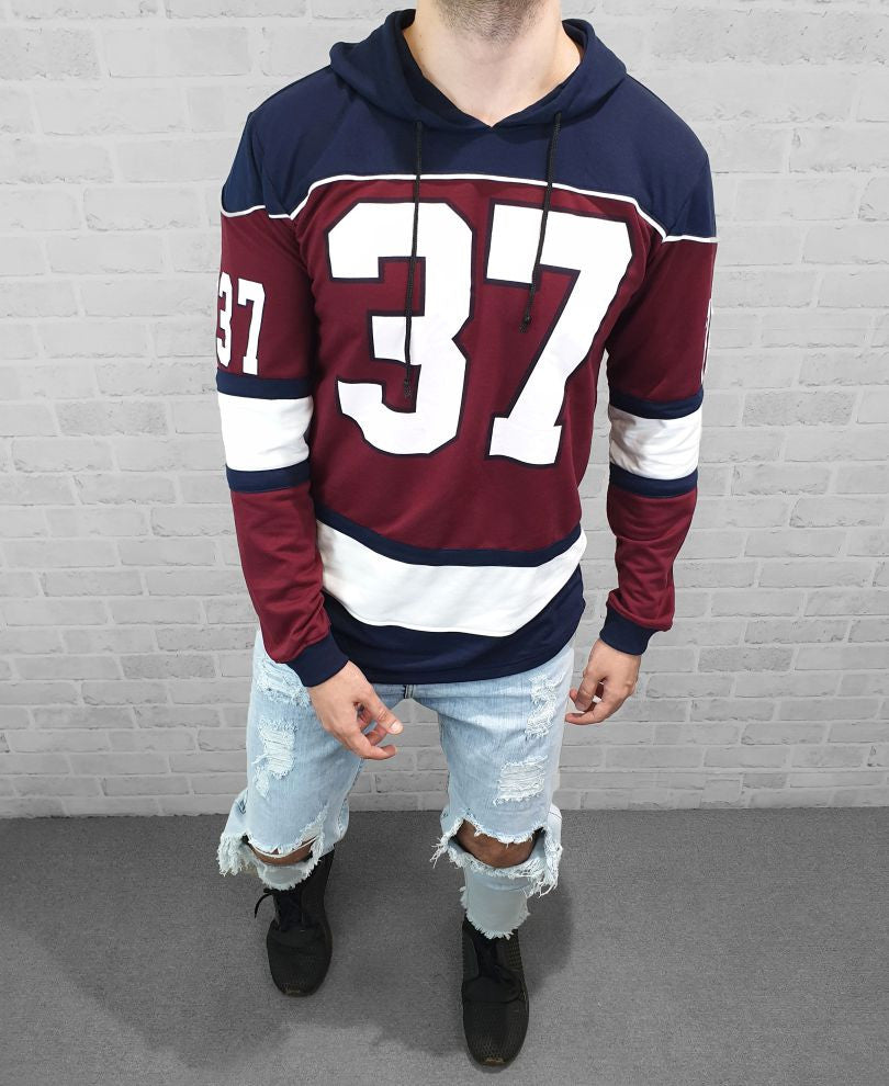 37 No Maroon  Full Sleeves Hood T Shirt