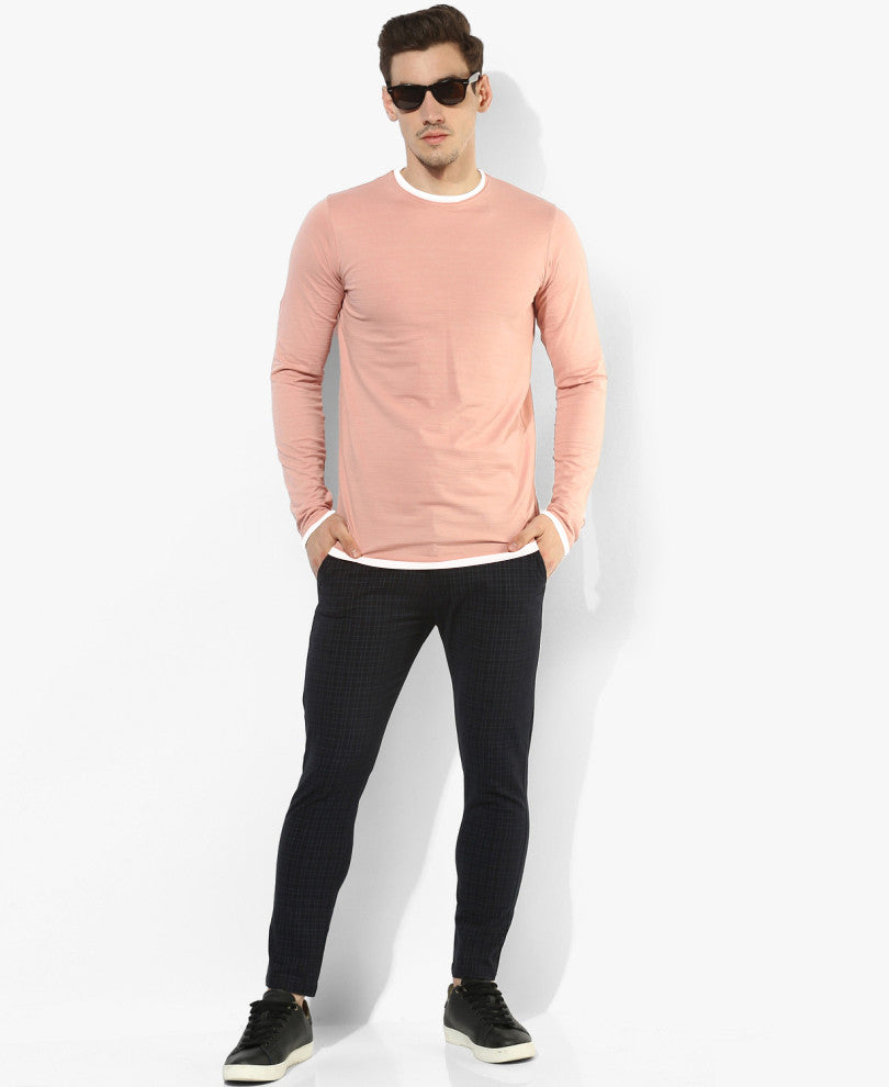 Pink Round Neck Full Sleeves T-Shirt
