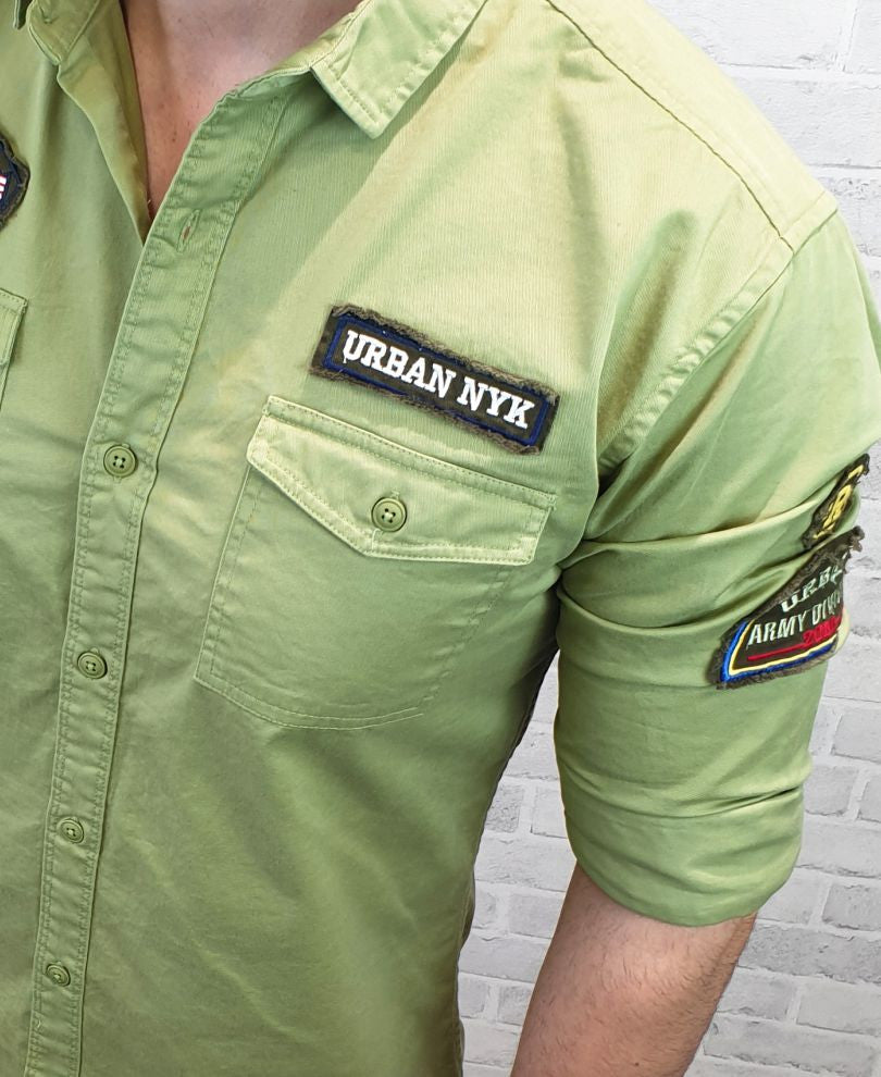 Green Patch Print Full Sleeves Shirt