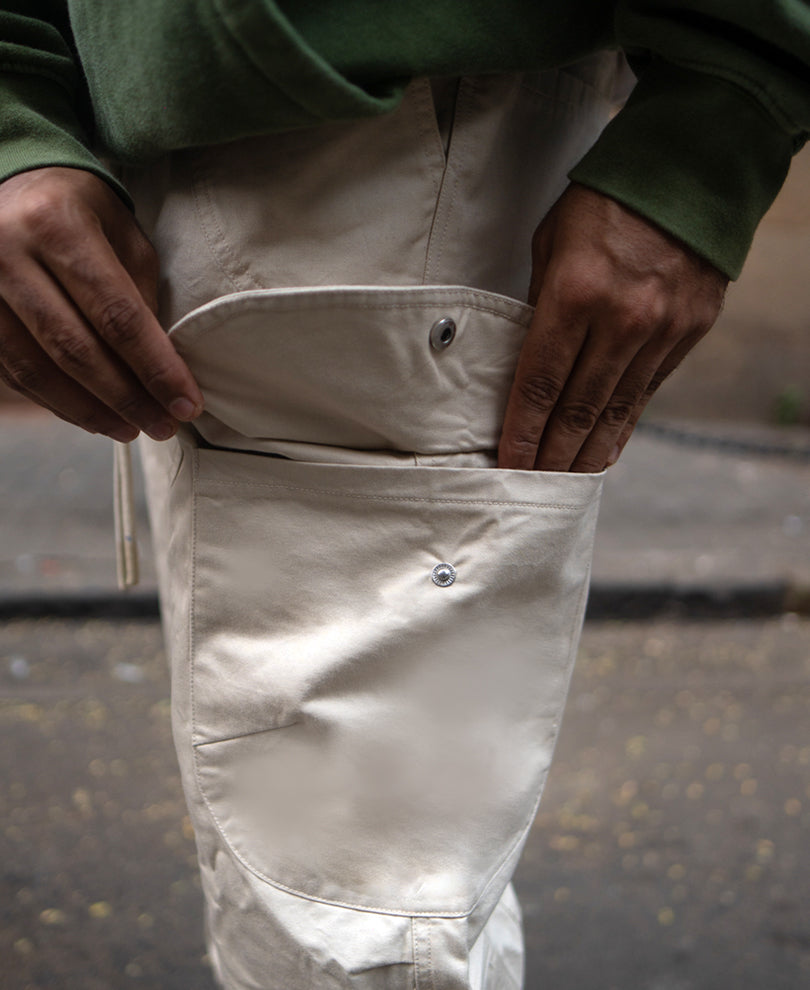 Beige Baggy Cargo Trousers
