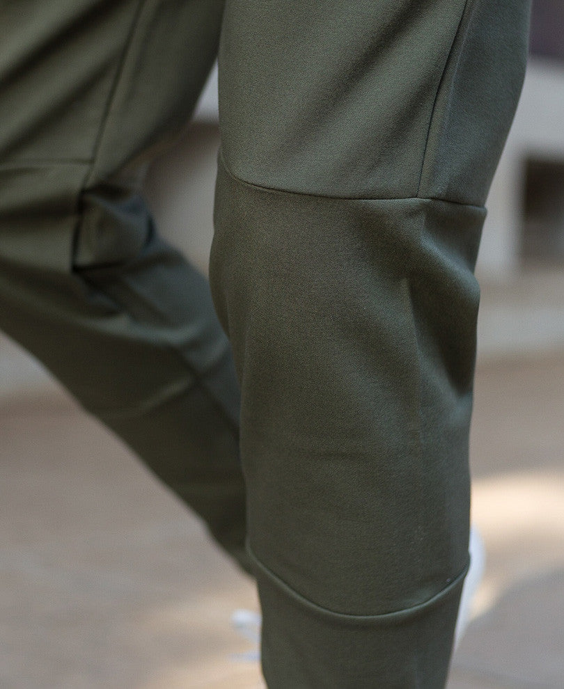 Mens Olive Green Long Side Zip Dri-Fit Track Pant