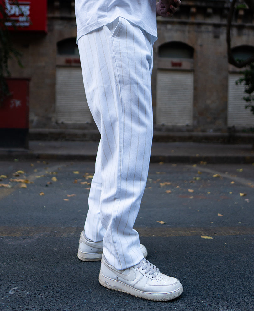 White Striped Cotton Pant.