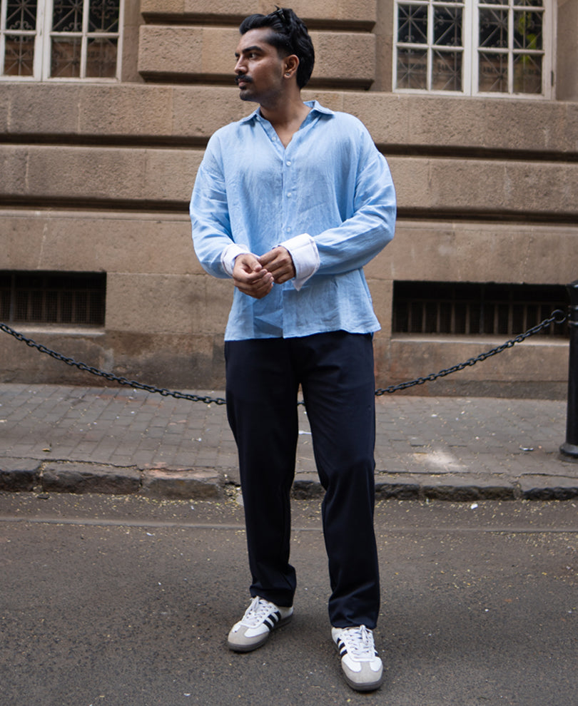 Navy Blue Regular Fit Formal Pant